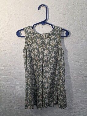 Old Navy Toddler Girl Sage Green Ikat Floral Sleeveless Swing Top Tank 3T